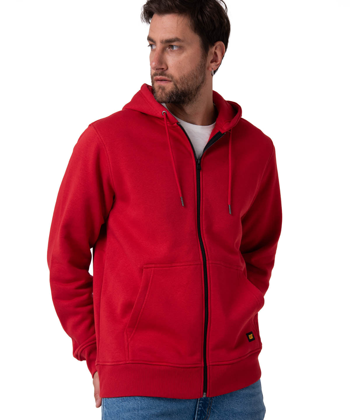 Saco Fleece Cat Patch Ful Hombre Color Rojo-2