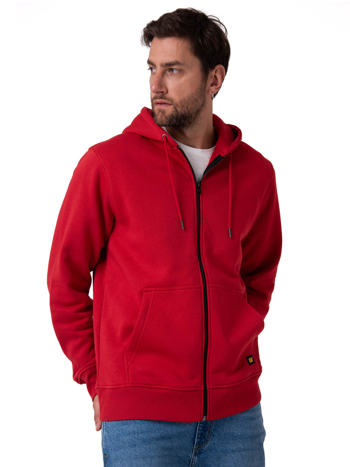 Saco Fleece Cat Patch Ful Hombre Color Rojo-2