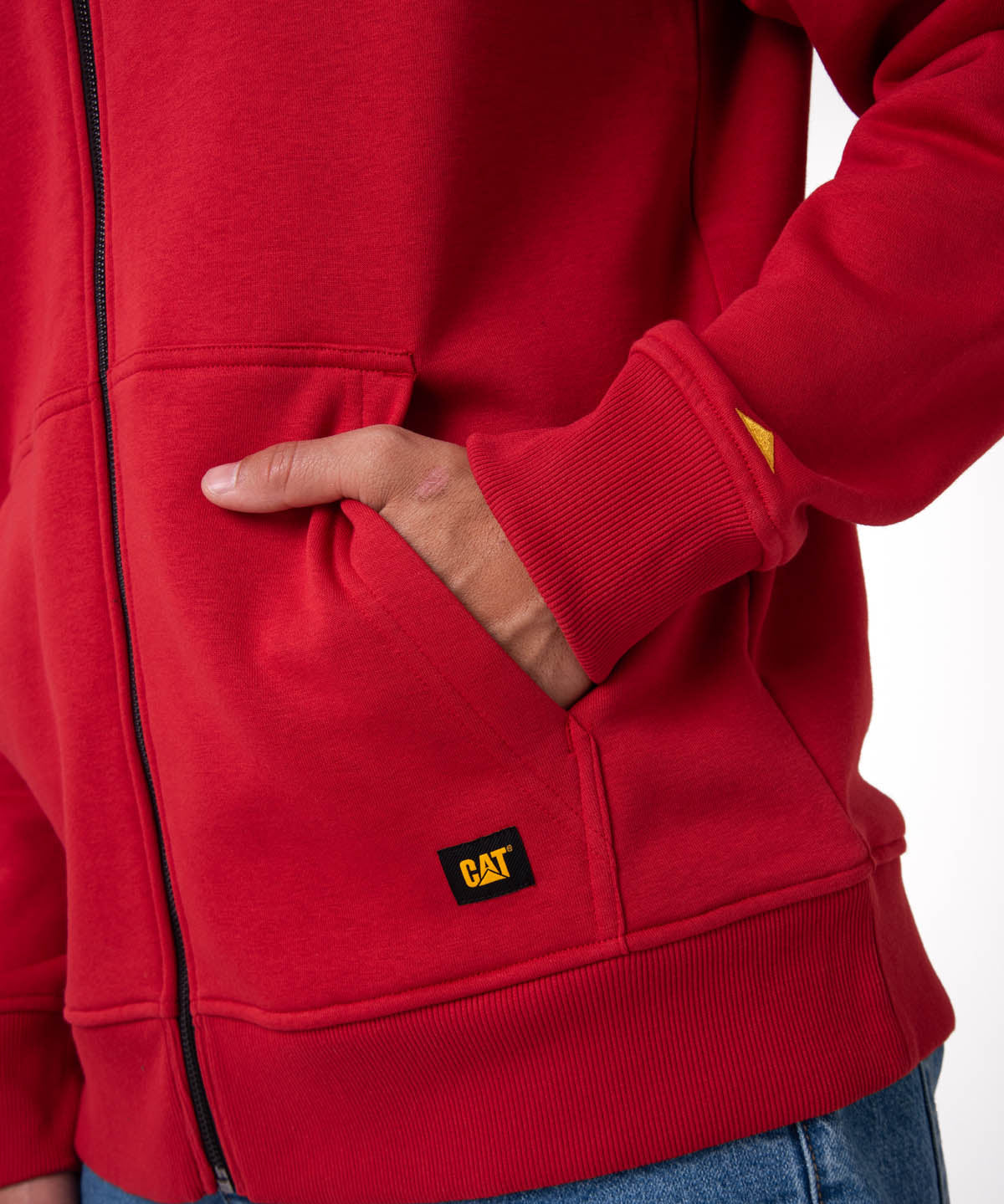 Saco Fleece Cat Patch Ful Hombre Color Rojo-4