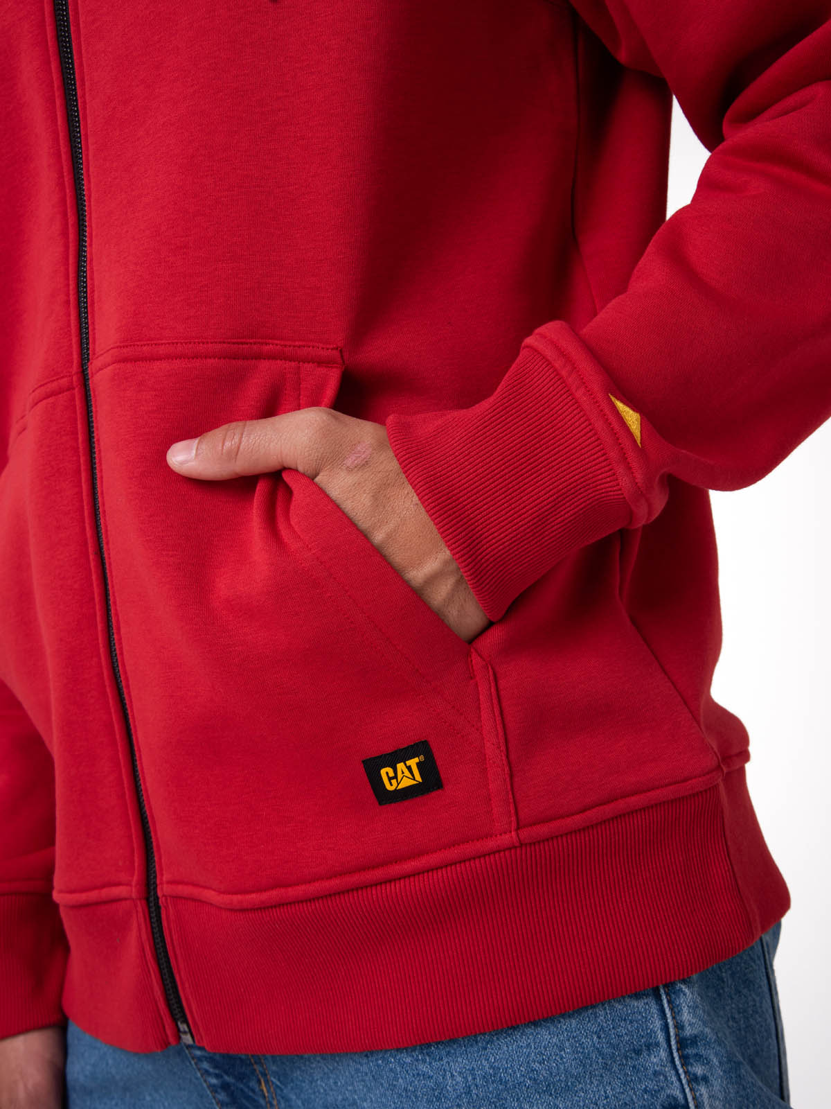 Saco Fleece Cat Patch Ful Hombre Color Rojo-4