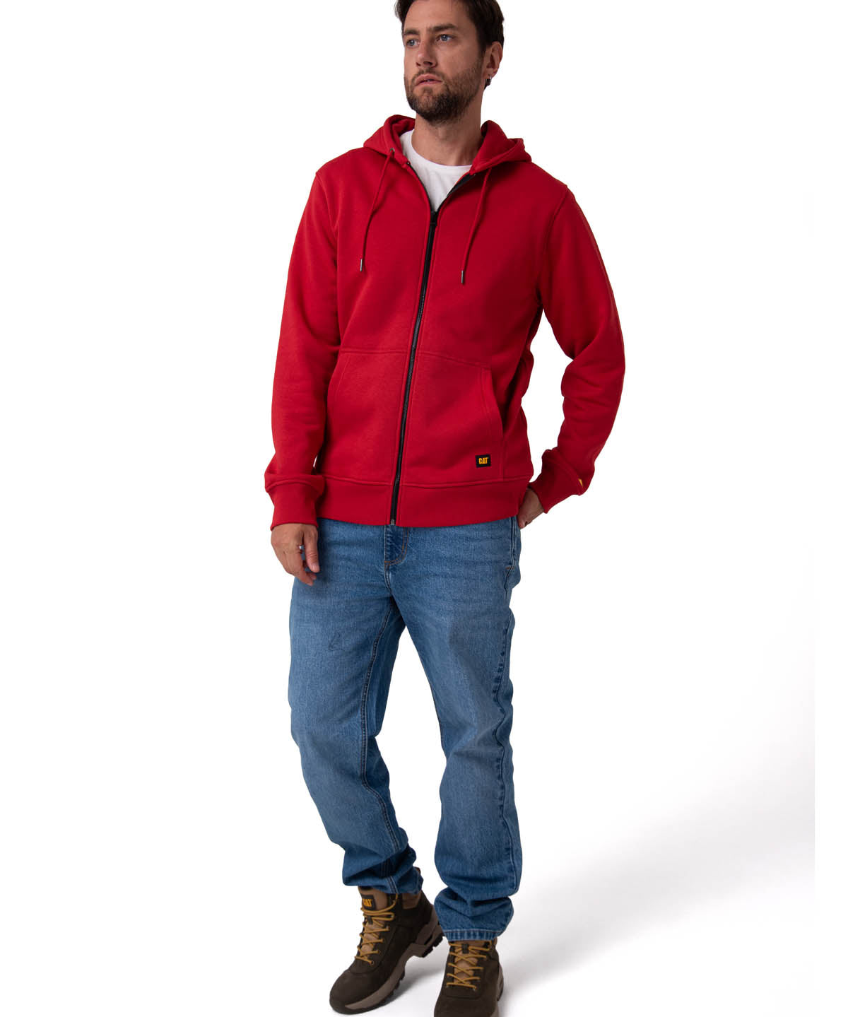 Saco Fleece Cat Patch Ful Hombre Color Rojo-5