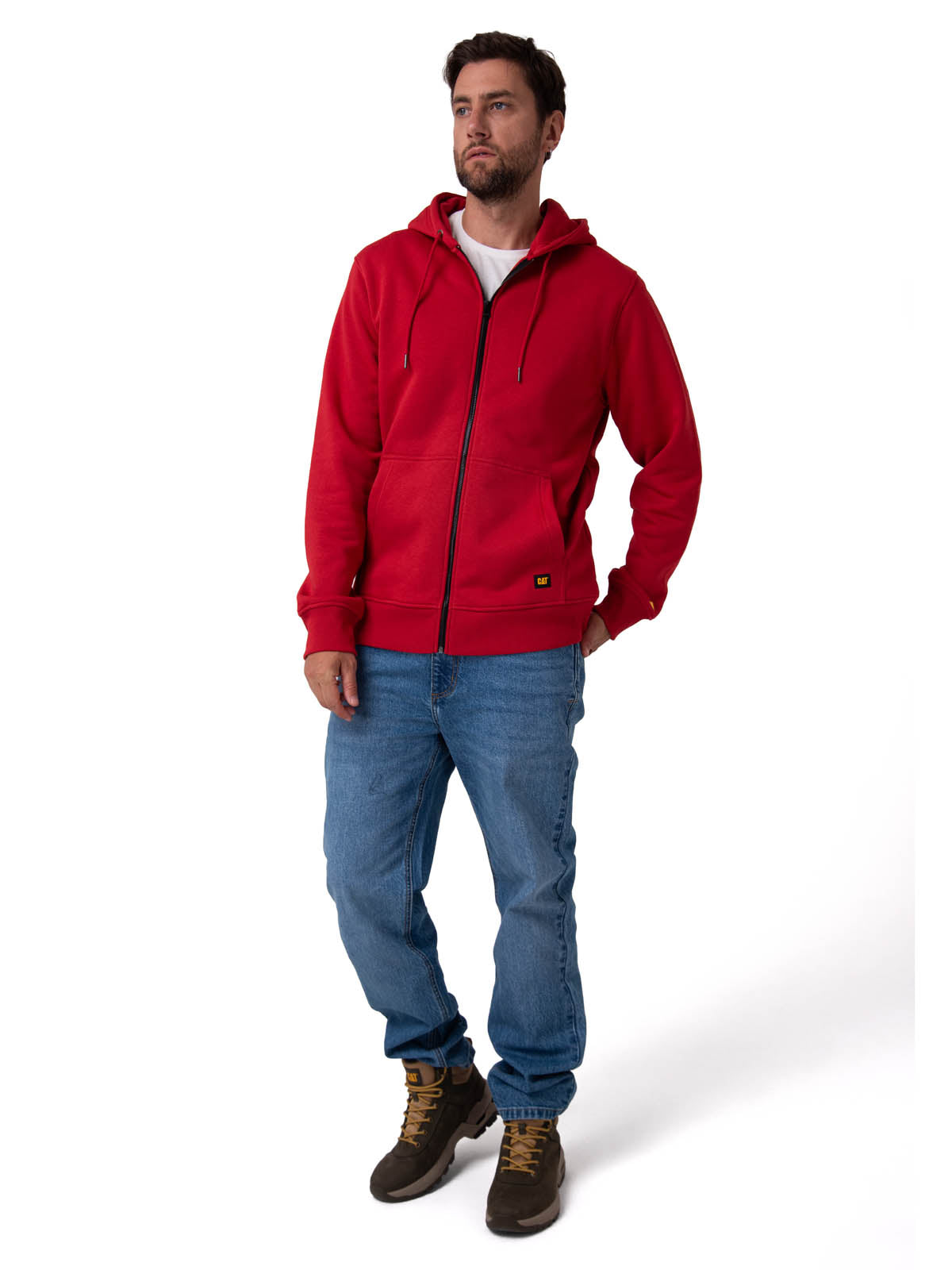 Saco Fleece Cat Patch Ful Hombre Color Rojo-5