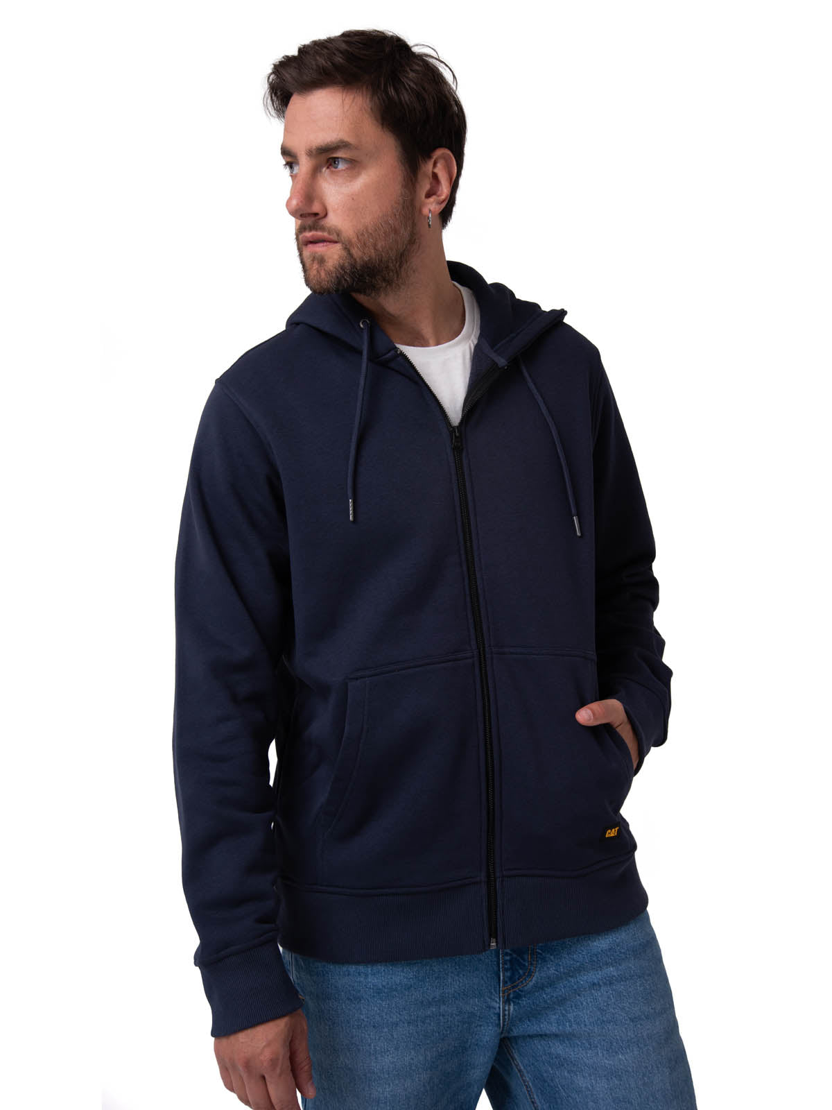 Saco Fleece Cat Patch Ful Para Hombre Color Azul-1