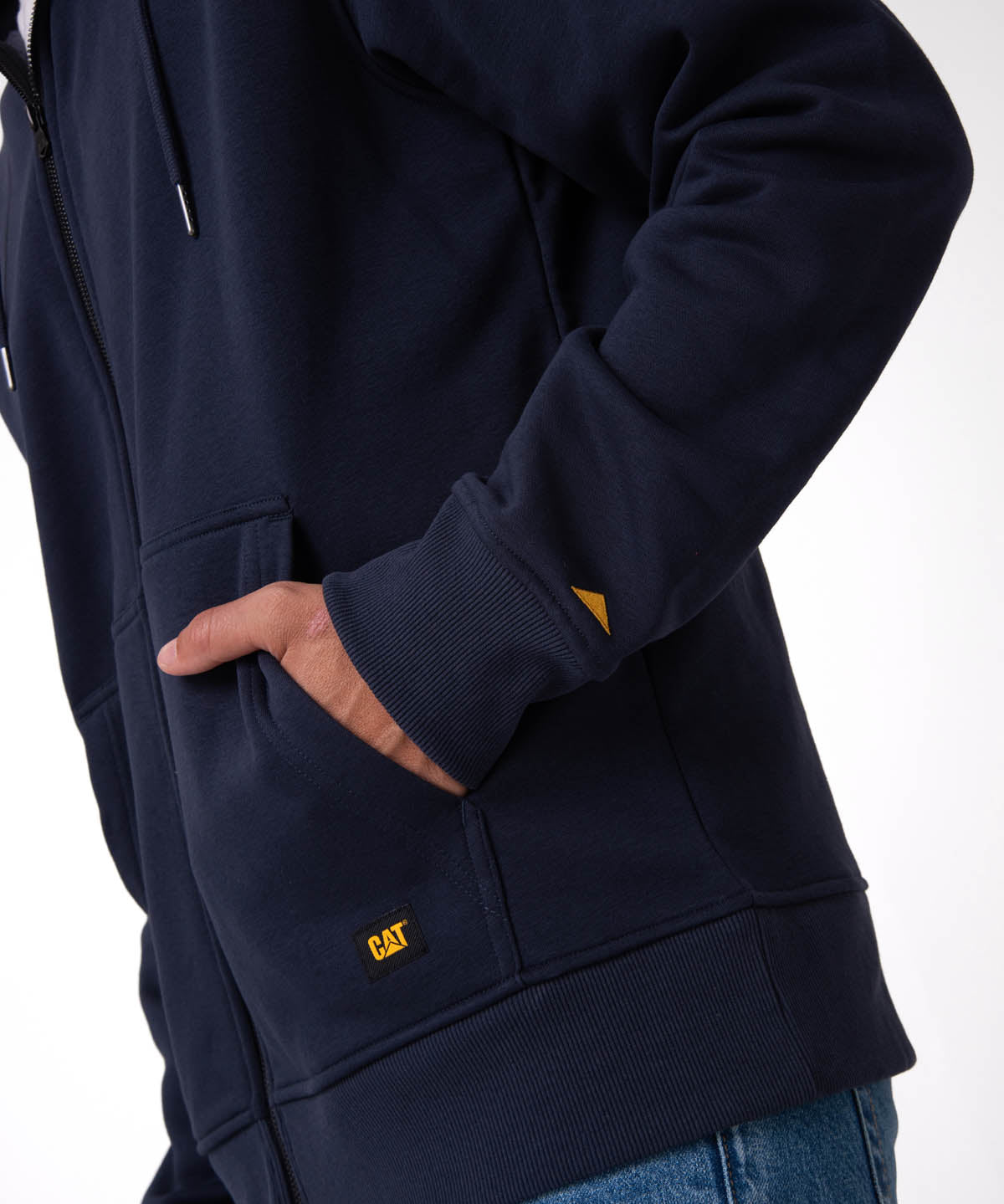 Saco Fleece Cat Patch Ful Para Hombre Color Azul-3