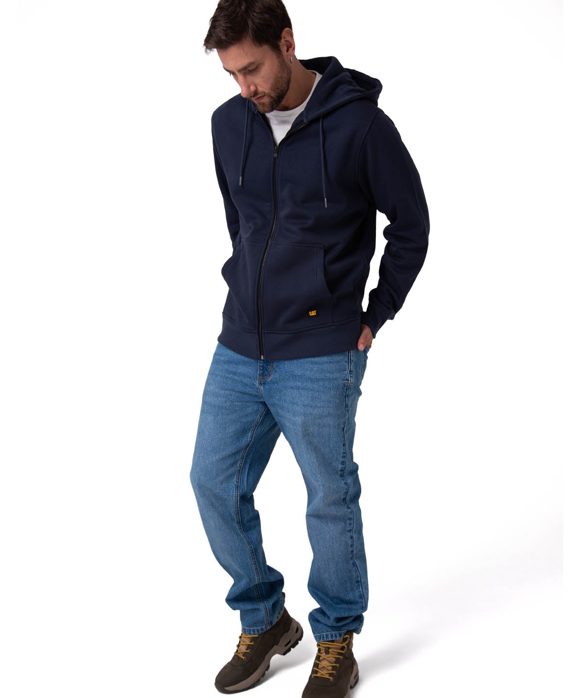 Saco Fleece Cat Patch Ful Para Hombre Color Azul-4
