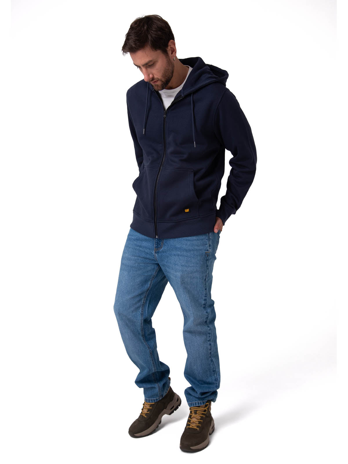 Saco Fleece Cat Patch Ful Para Hombre Color Azul-4