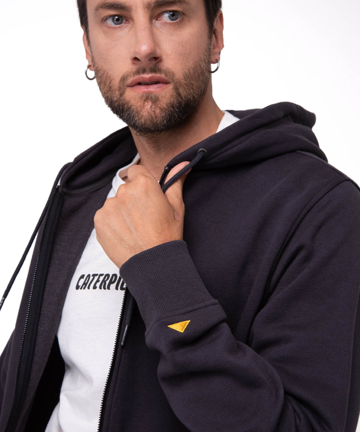 Saco Fleece Cat Patch Ful Hombre Color Negro-3