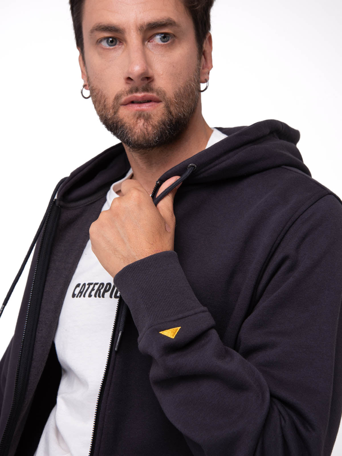 Saco Fleece Cat Patch Ful Hombre Color Negro-3