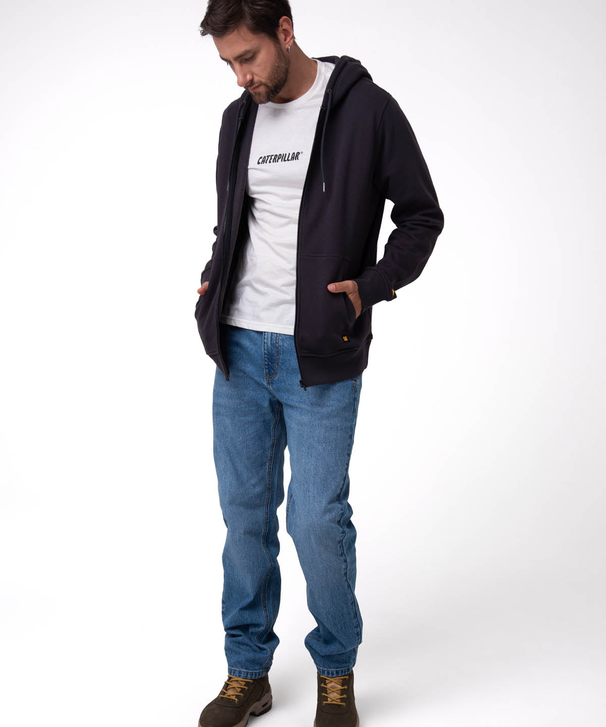 Saco Fleece Cat Patch Ful Hombre Color Negro-5