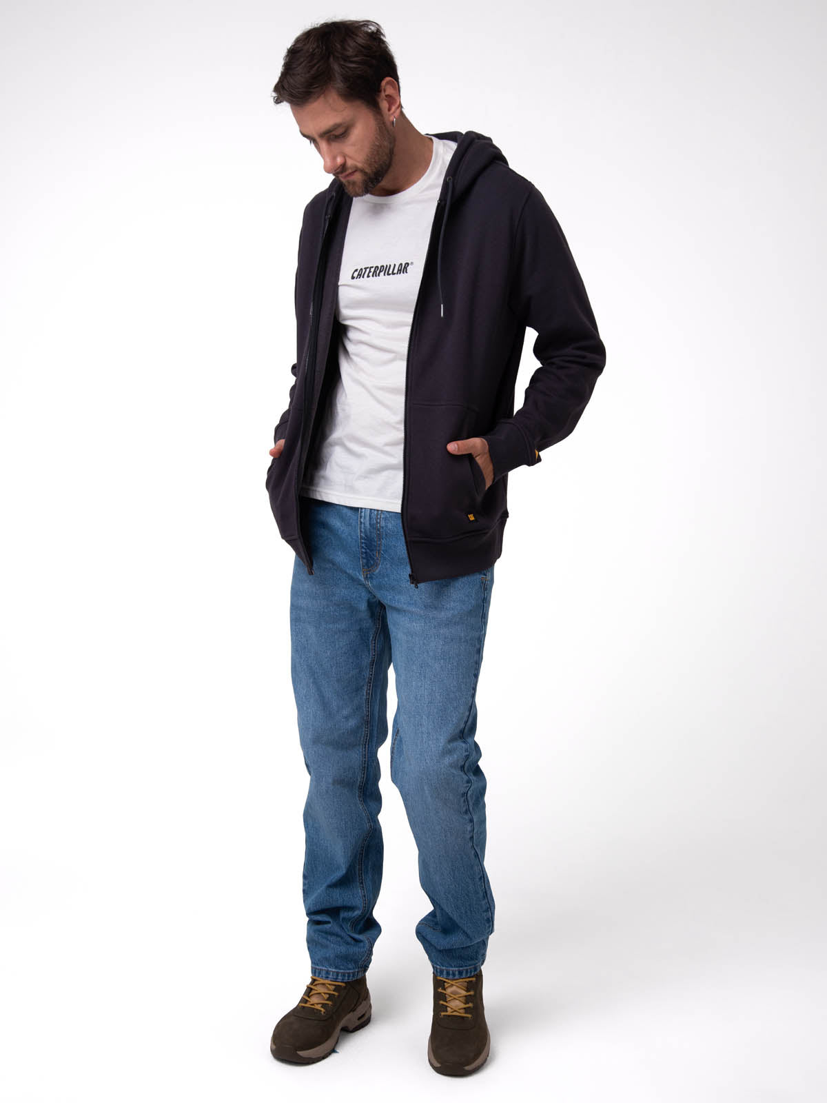 Saco Fleece Cat Patch Ful Hombre Color Negro-5