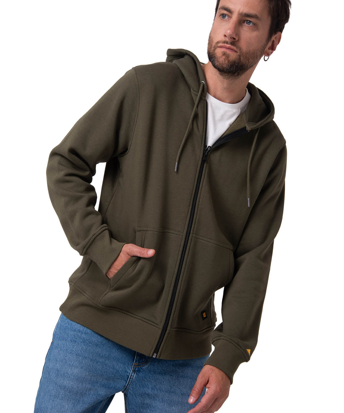 Saco Fleece Cat Patch Ful Hombre Color Verde-1