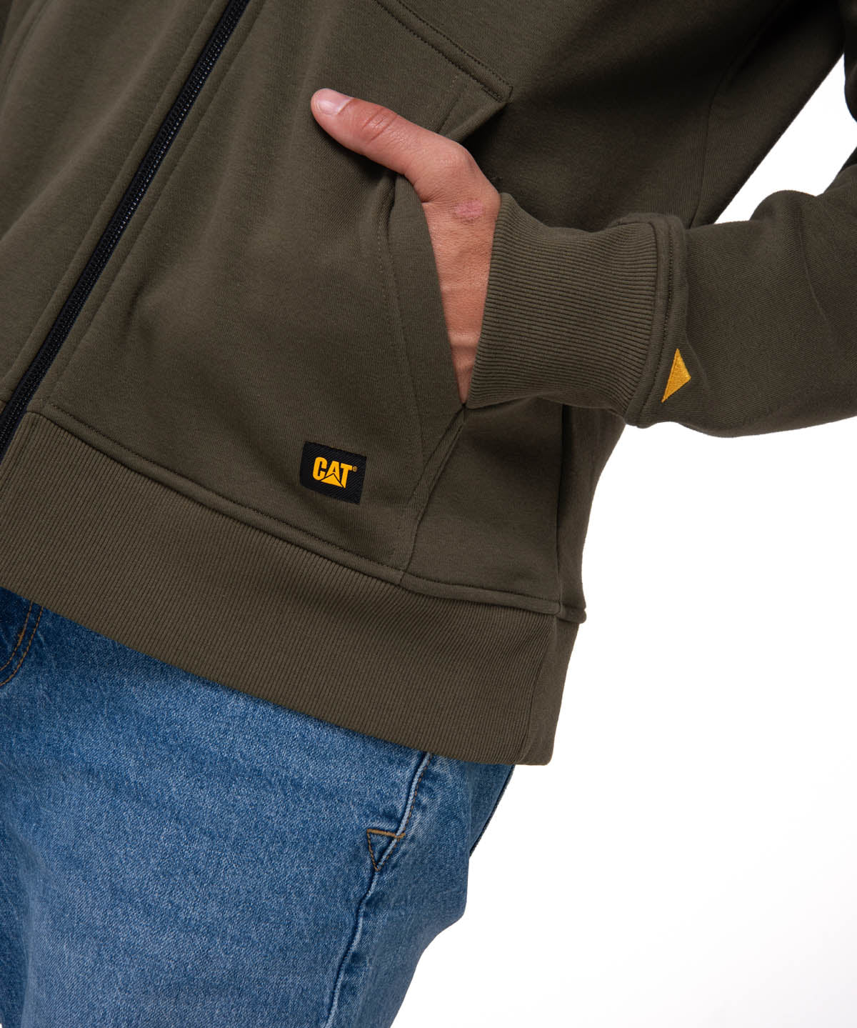Saco Fleece Cat Patch Ful Hombre Color Verde-4
