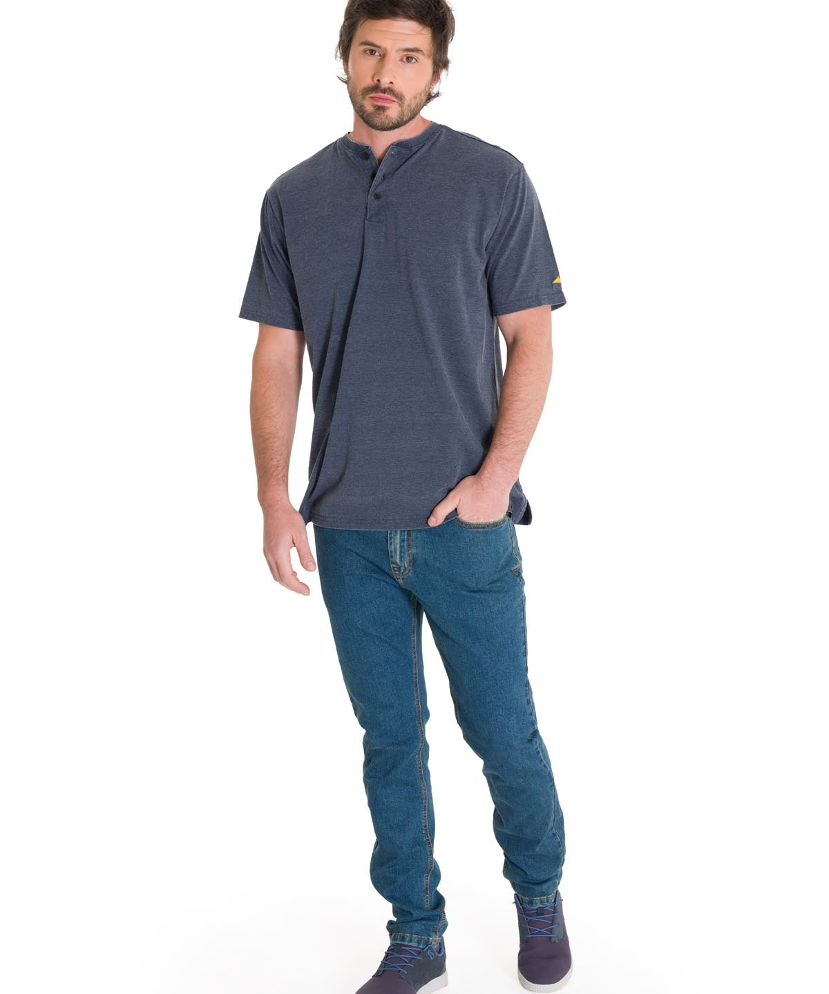 Jeans Triblend Stretch Den Para Hombre Color Gris-6