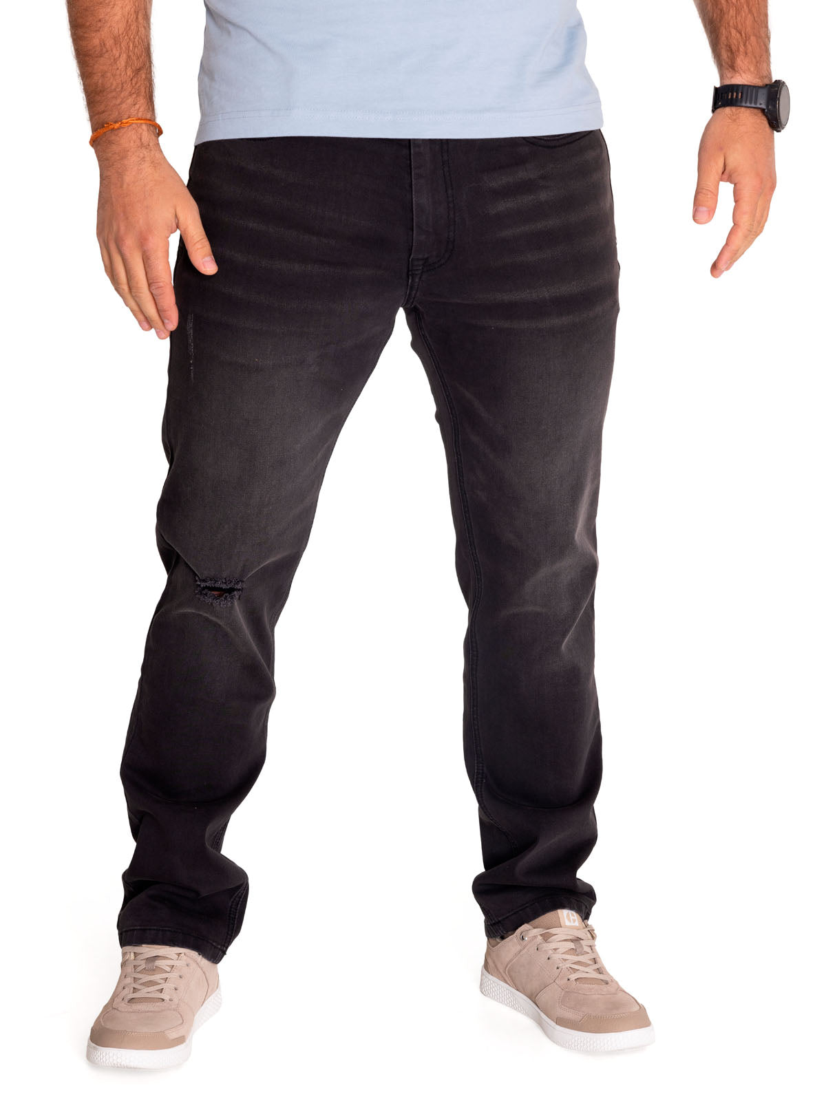 Jeans Triblend Stretch Den Para Hombre Color Gris-1