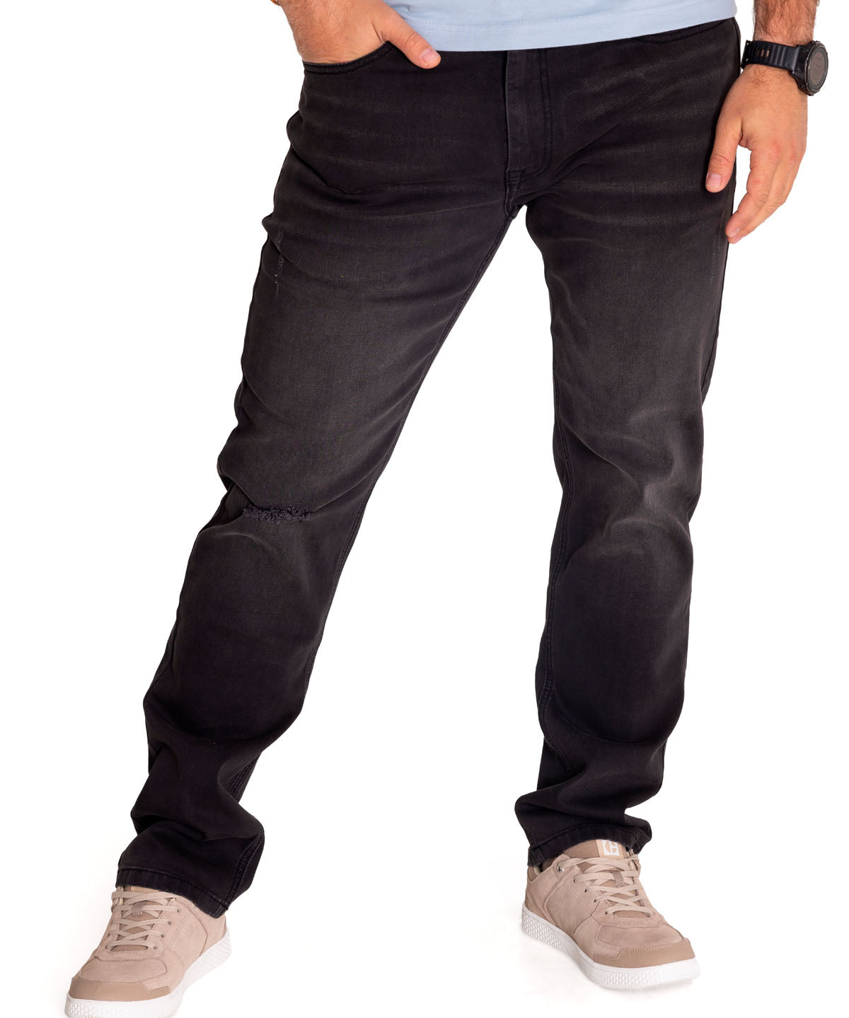 Jeans Triblend Stretch Den Para Hombre Color Gris-2