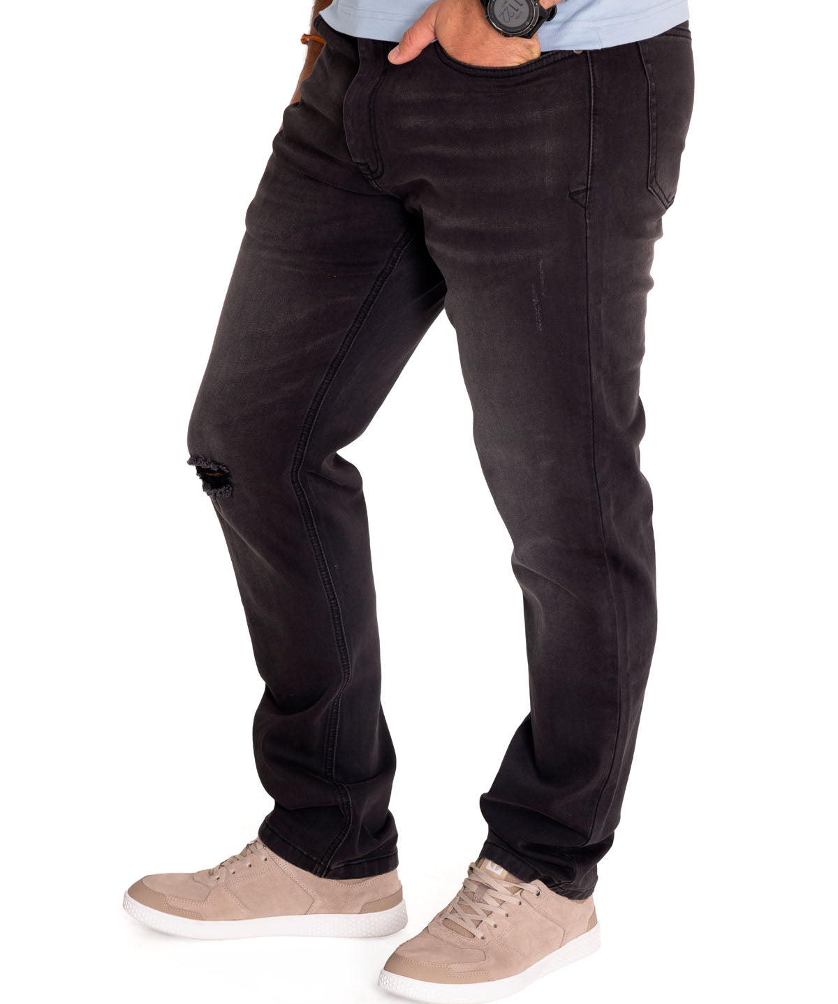 Jeans Triblend Stretch Den Para Hombre Color Gris-3
