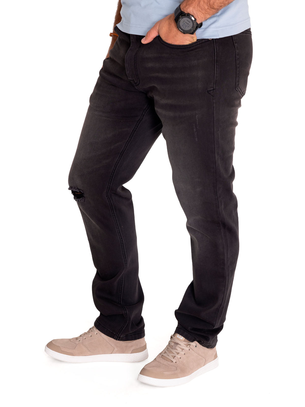 Jeans Triblend Stretch Den Para Hombre Color Gris-3
