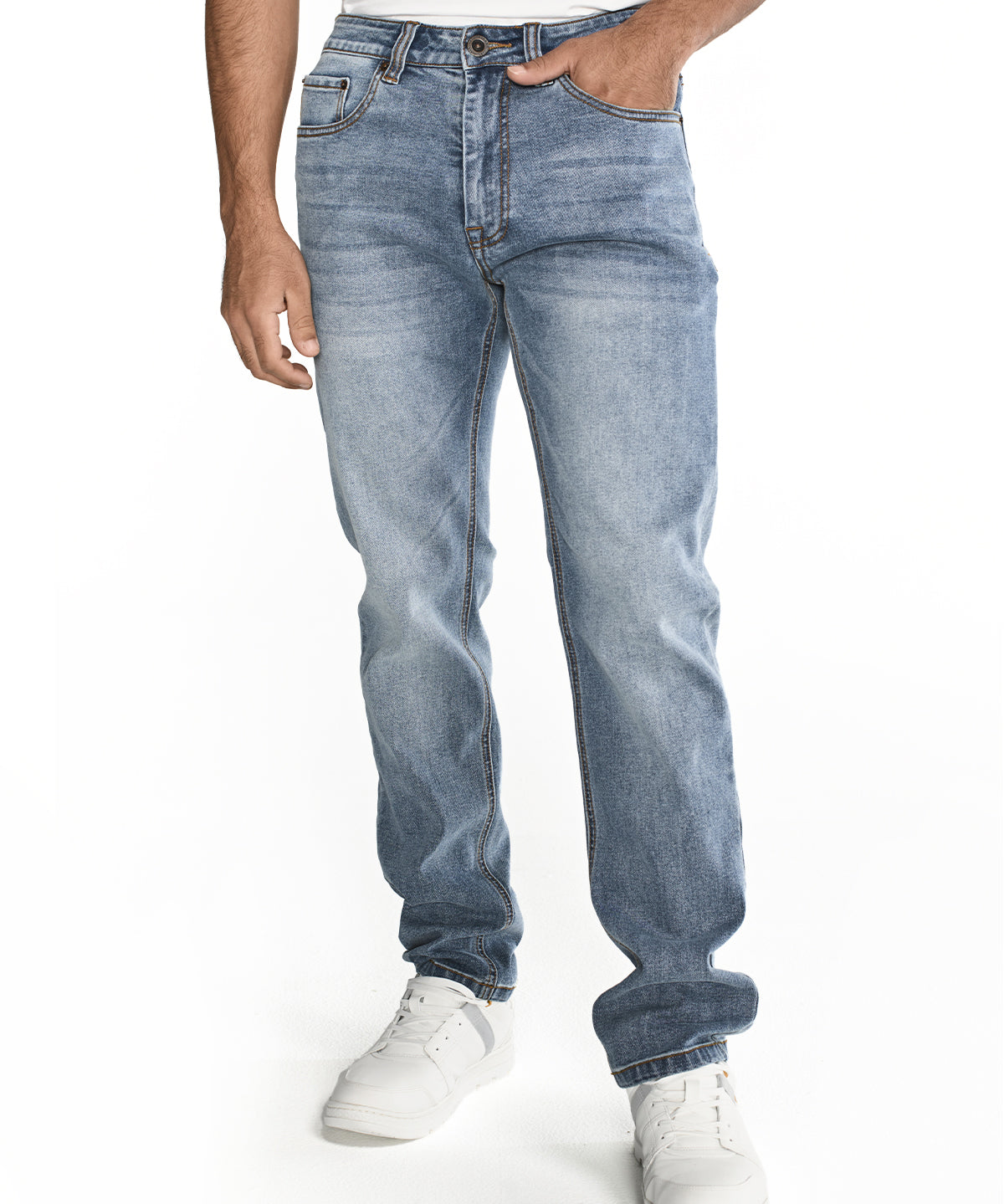 Jeans Triblend Stretch Den Para Hombre Color Beige-5