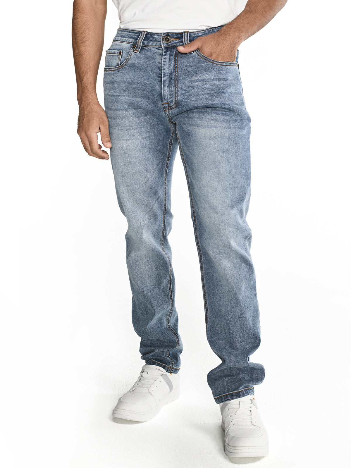 Jeans Triblend Stretch Den Para Hombre Color Beige-5