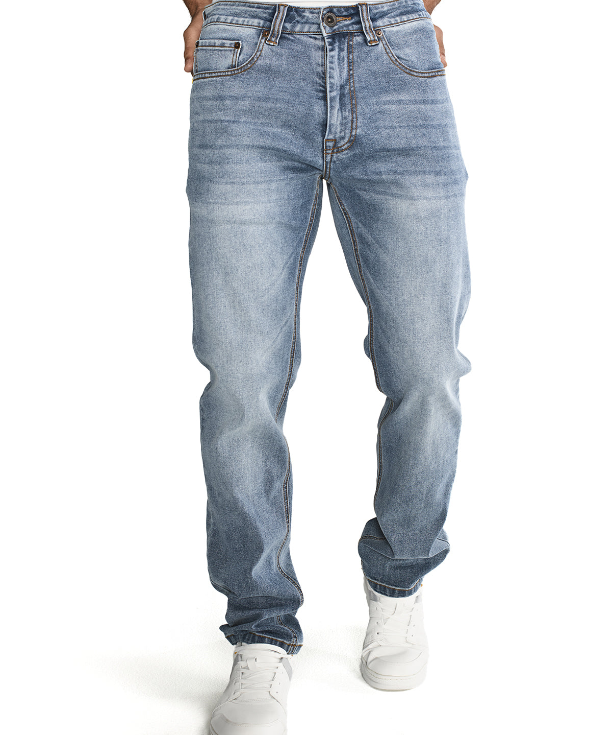 Jeans Triblend Stretch Den Para Hombre Color Beige-6