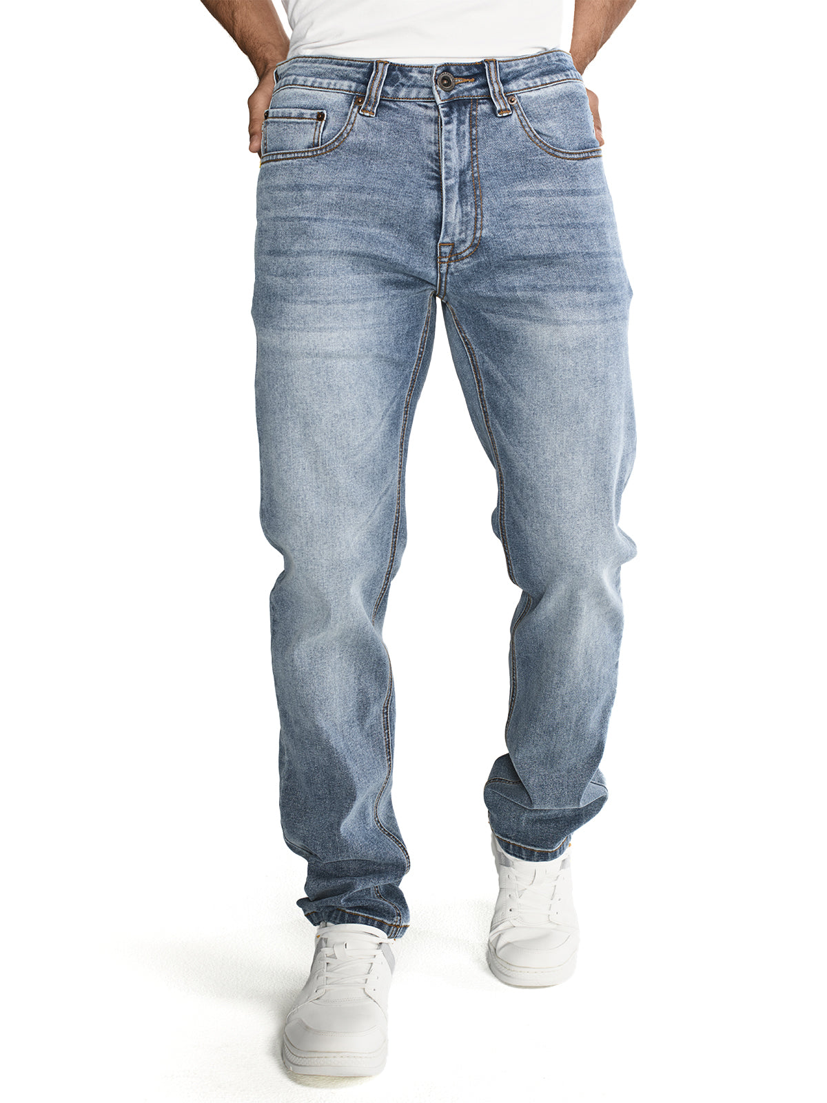 Jeans Triblend Stretch Den Para Hombre Color Beige-6