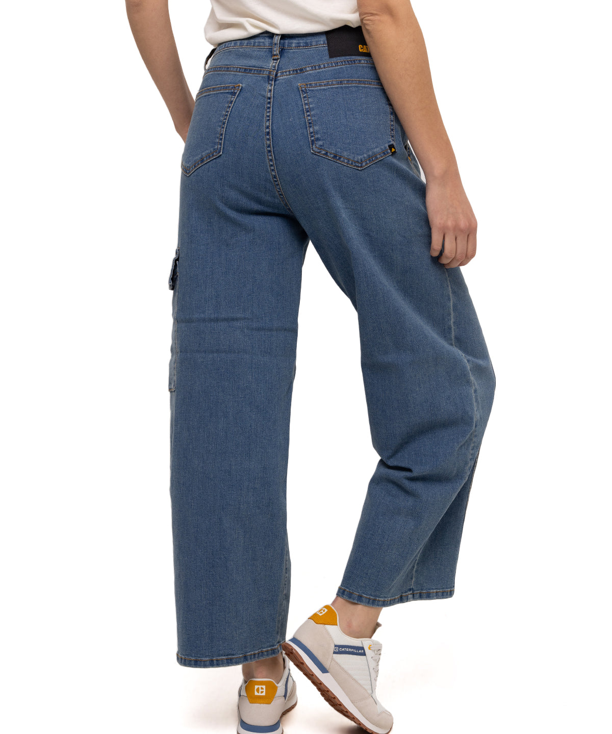 Jeans Stretch Denim Cargo Para Mujer Color Beige-3