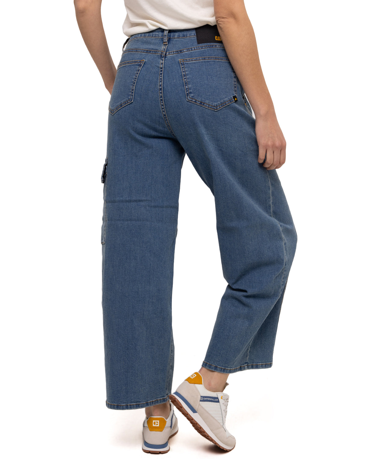 Jeans Stretch Denim Cargo Para Mujer Color Beige-3