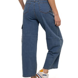 Jeans Stretch Denim Cargo Para Mujer Color Beige-3