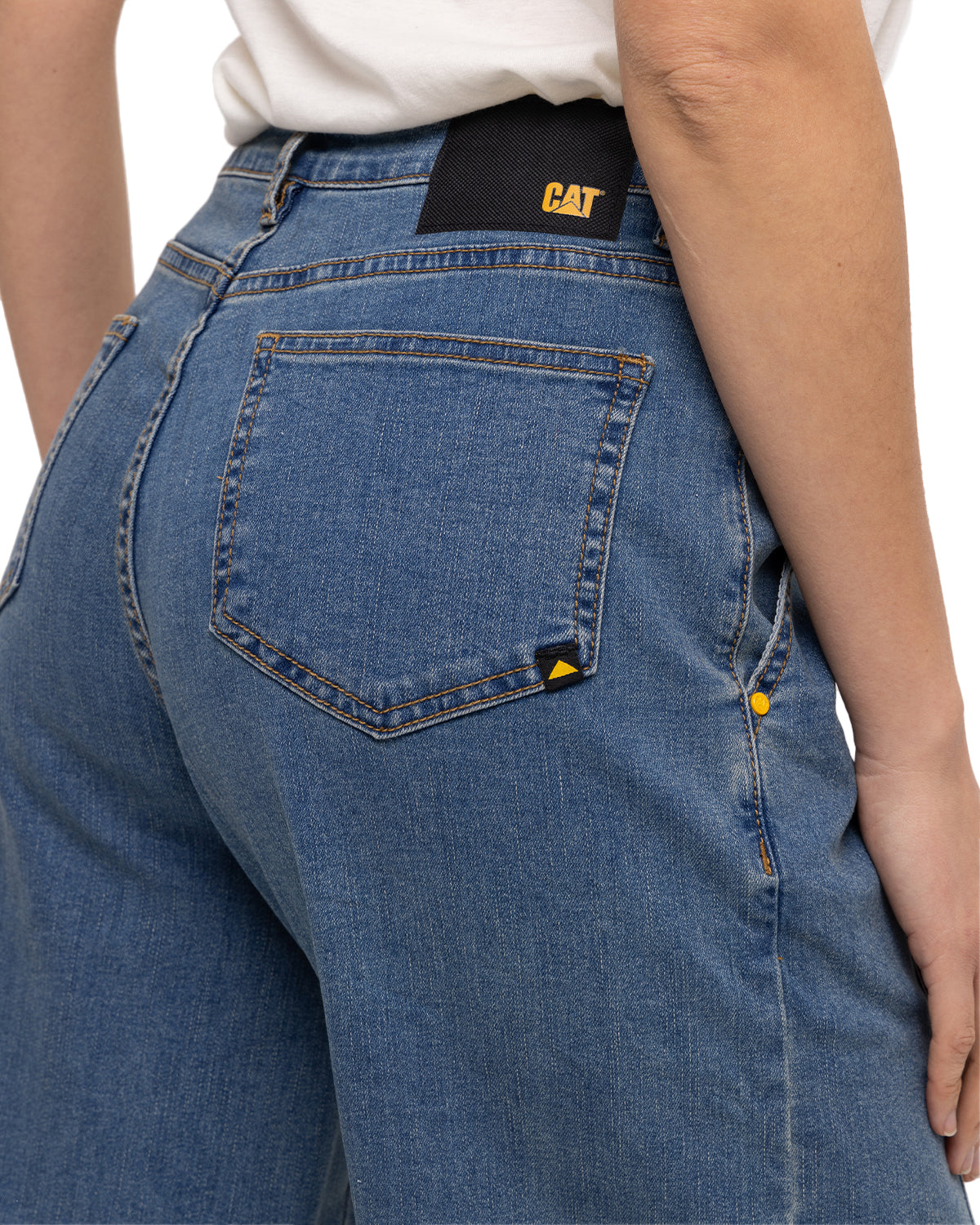 Jeans Stretch Denim Cargo Para Mujer Color Beige-4
