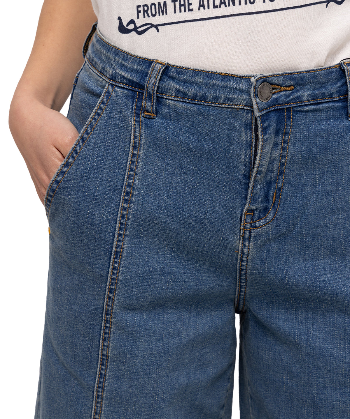 Jeans Stretch Denim Cargo Para Mujer Color Beige-5