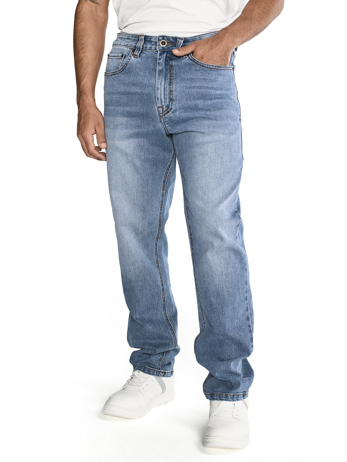 Pantalón Eco Stretch Denim St Para Hombre Color Beige-4