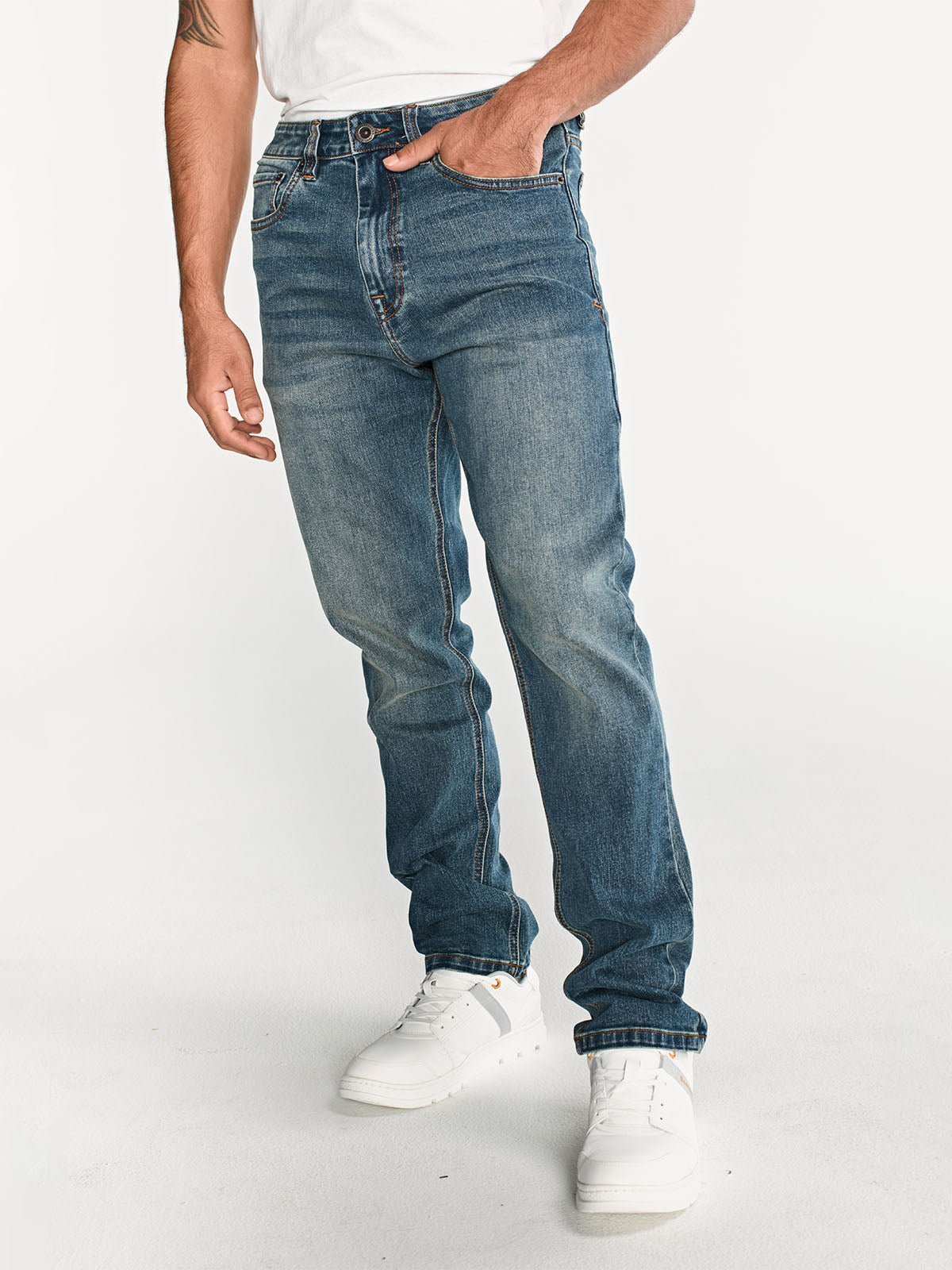 Pantalón Eco Stretch Denim St Para Hombre Color Gris-3