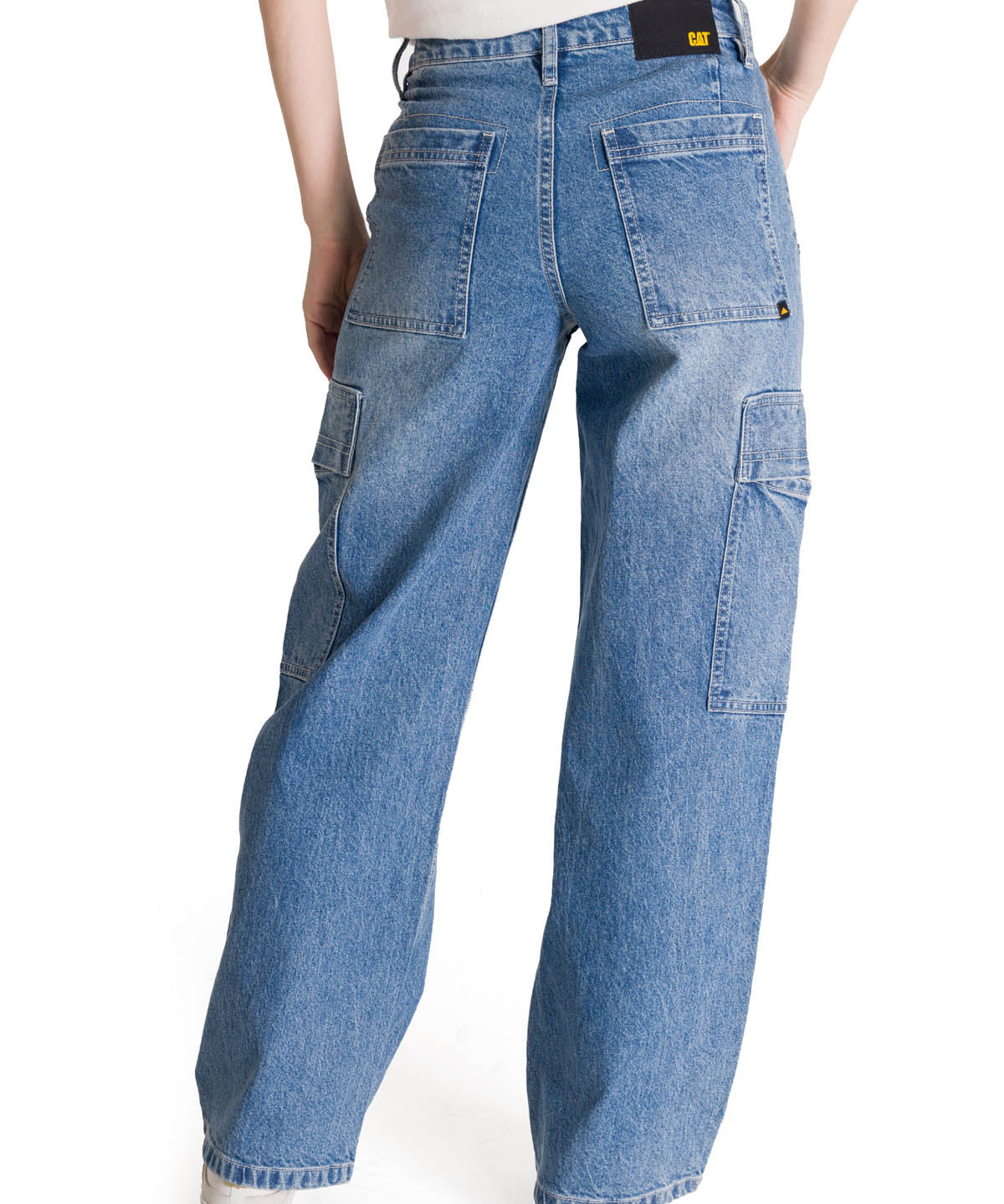 Pantalón Denim Relaxed Cargo Para Mujer Color Azul-3