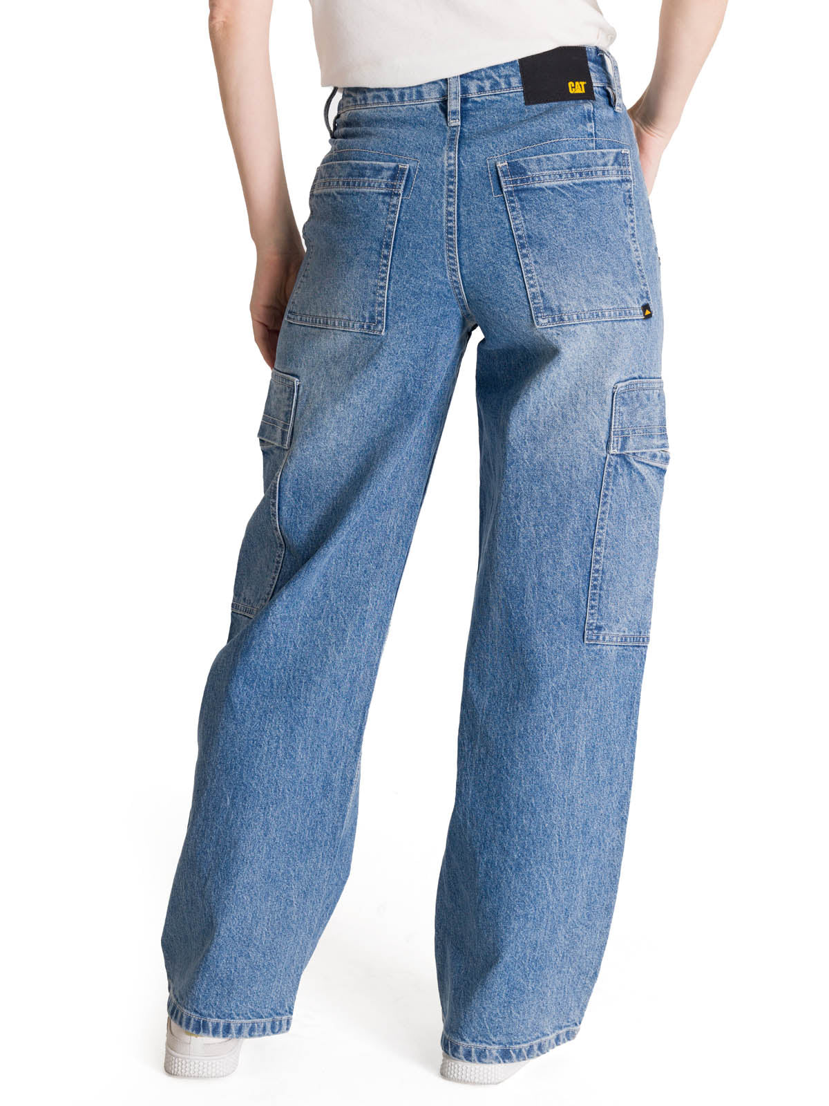 Pantalón Denim Relaxed Cargo Para Mujer Color Azul-3