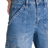 Pantalón Denim Relaxed Cargo Para Mujer Color Azul-4