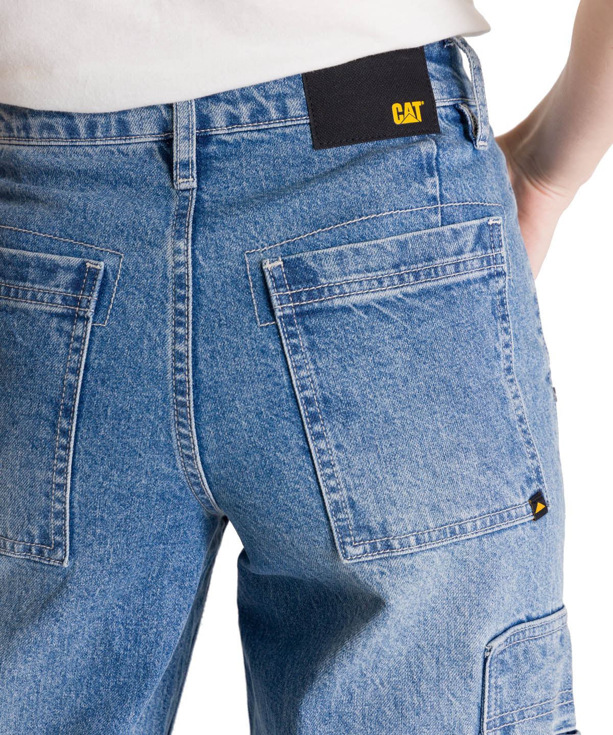 Pantalón Denim Relaxed Cargo Para Mujer Color Azul-5