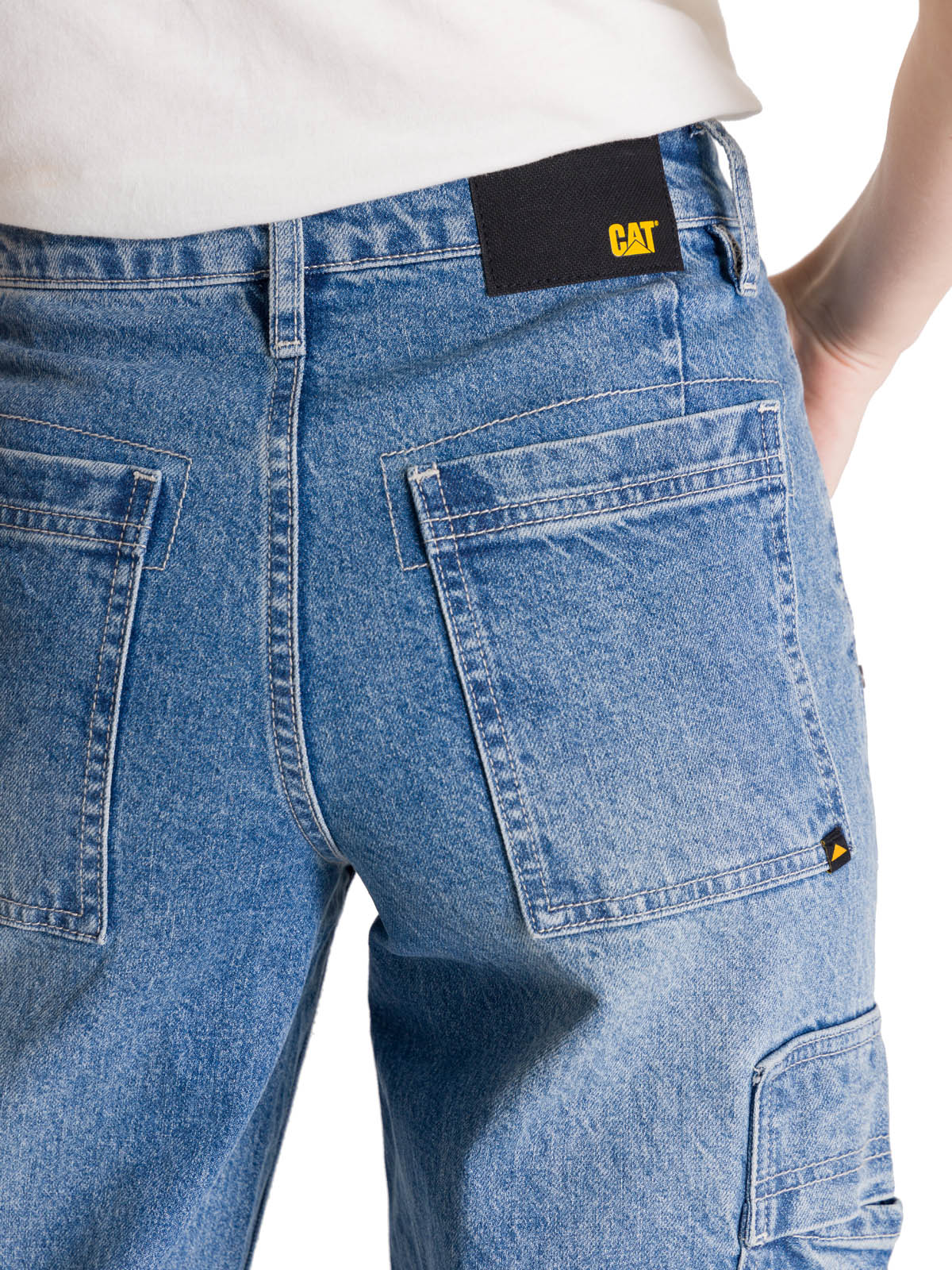 Pantalón Denim Relaxed Cargo Para Mujer Color Azul-5