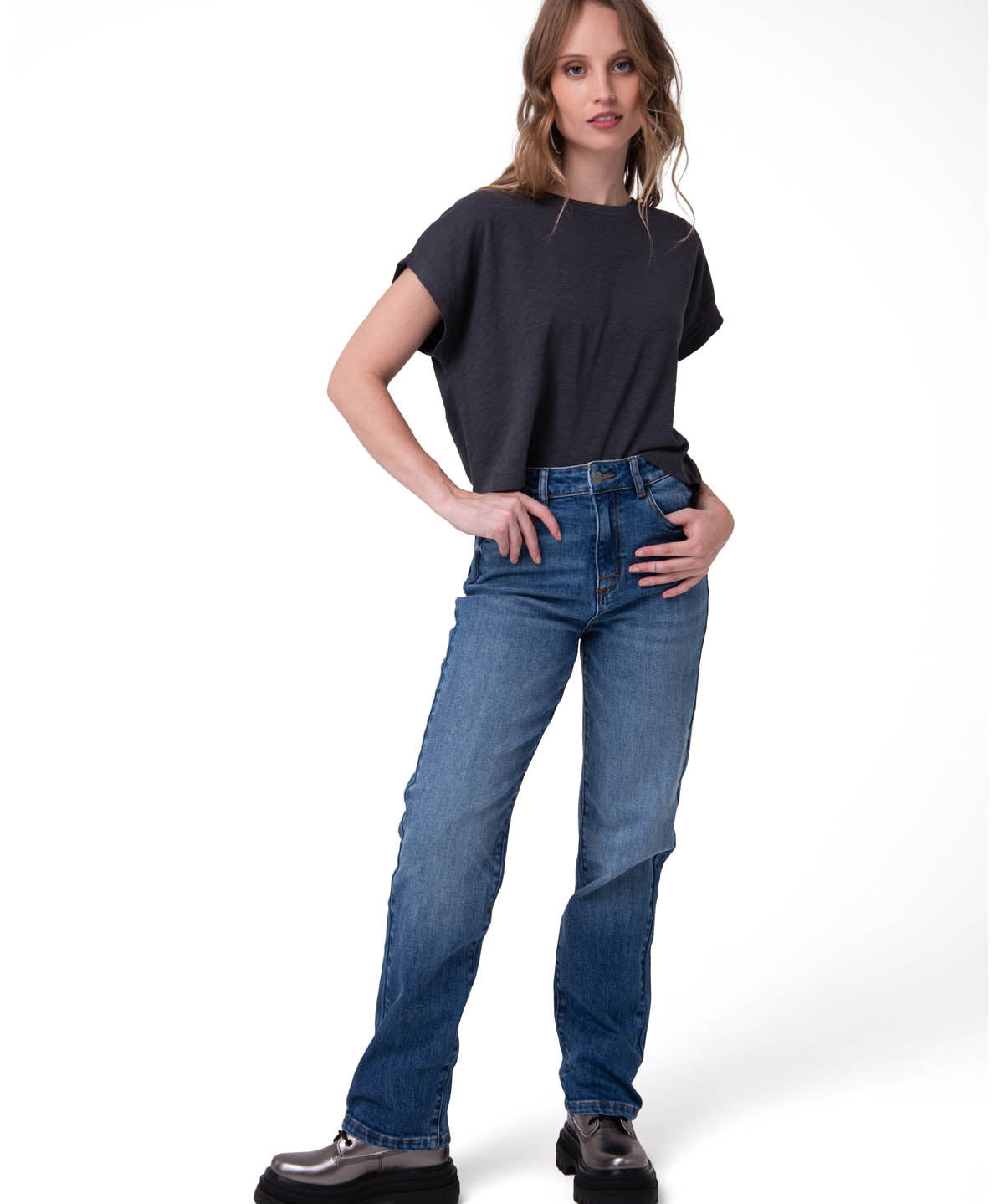 Pantalón Denim High-Rise Str Para Mujer Color Azul-5