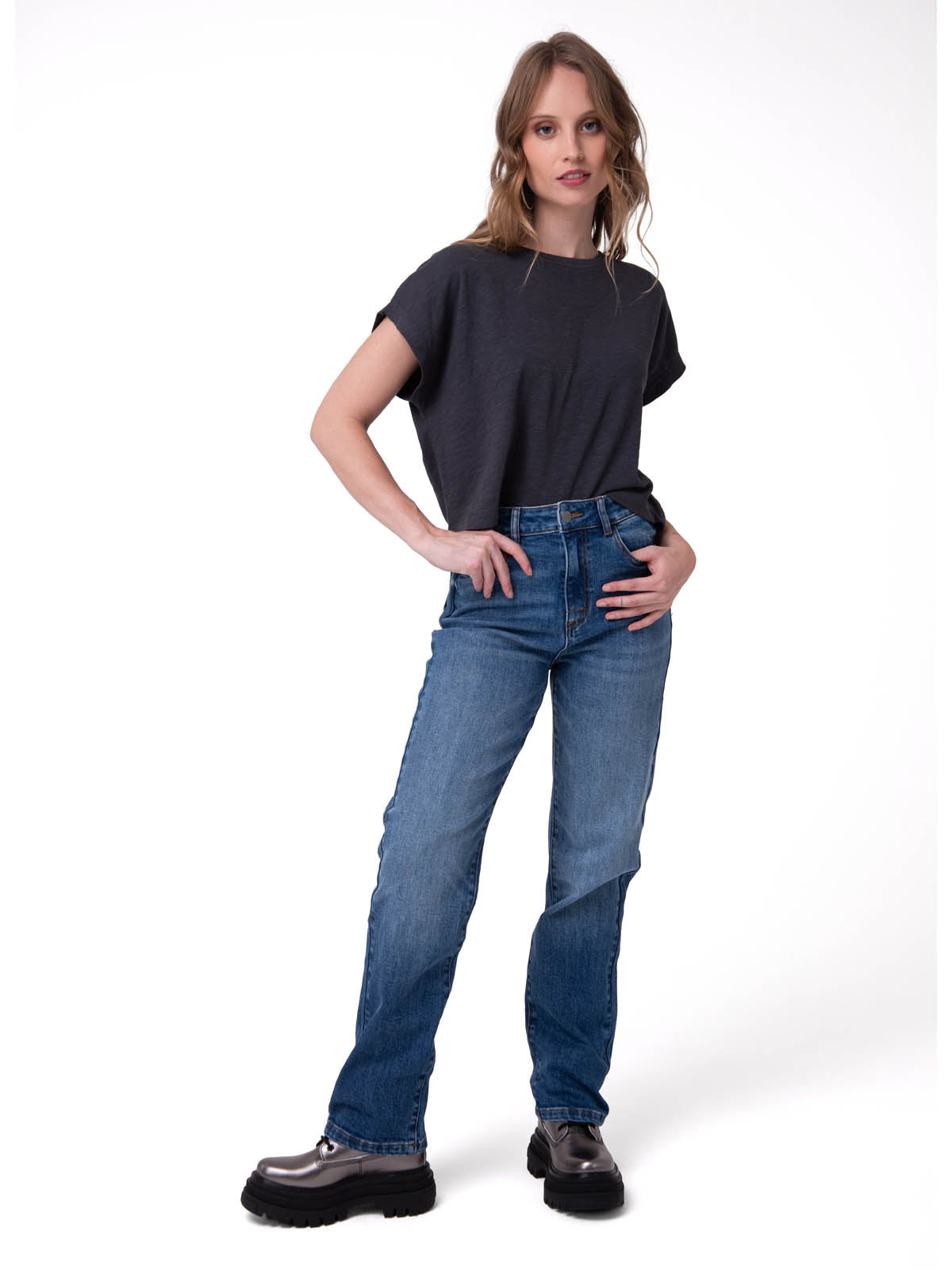 Pantalón Denim High-Rise Str Para Mujer Color Azul-5