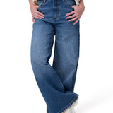 Jeans Denim Wide Leg Mujer Color Azul-1