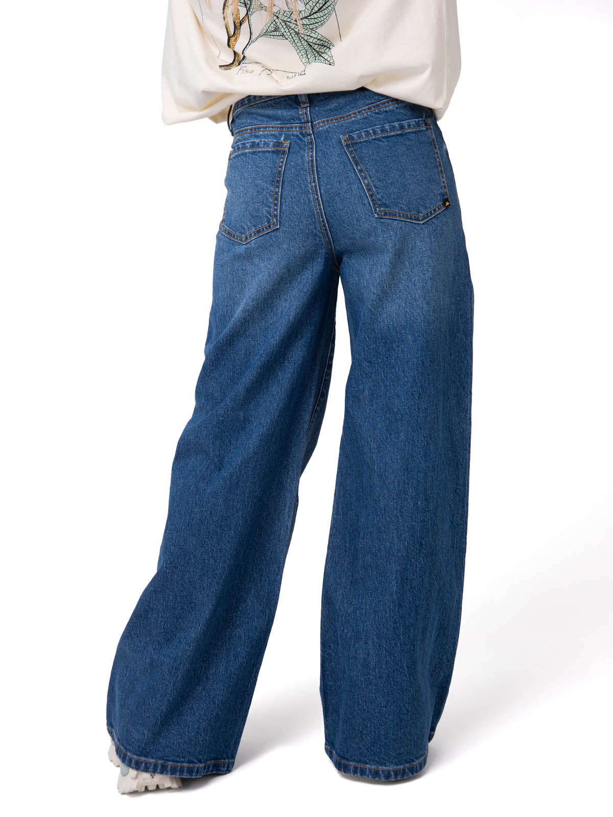 Jeans Denim Wide Leg Mujer Color Azul-2