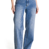 Pantalón Denim Wide Leg Para Mujer Color Azul-1