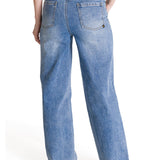 Pantalón Denim Wide Leg Para Mujer Color Azul-3