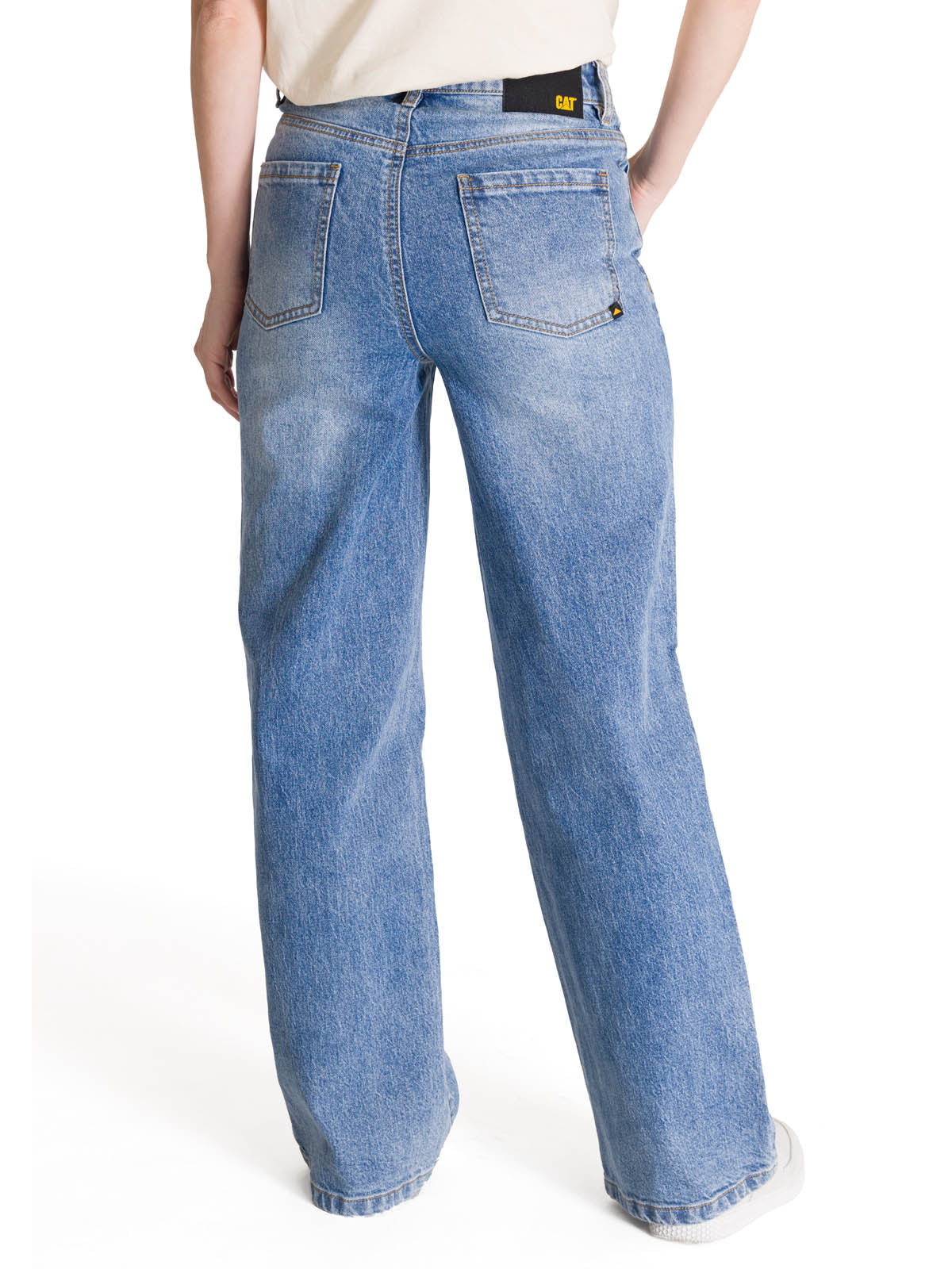 Pantalón Denim Wide Leg Para Mujer Color Azul-3