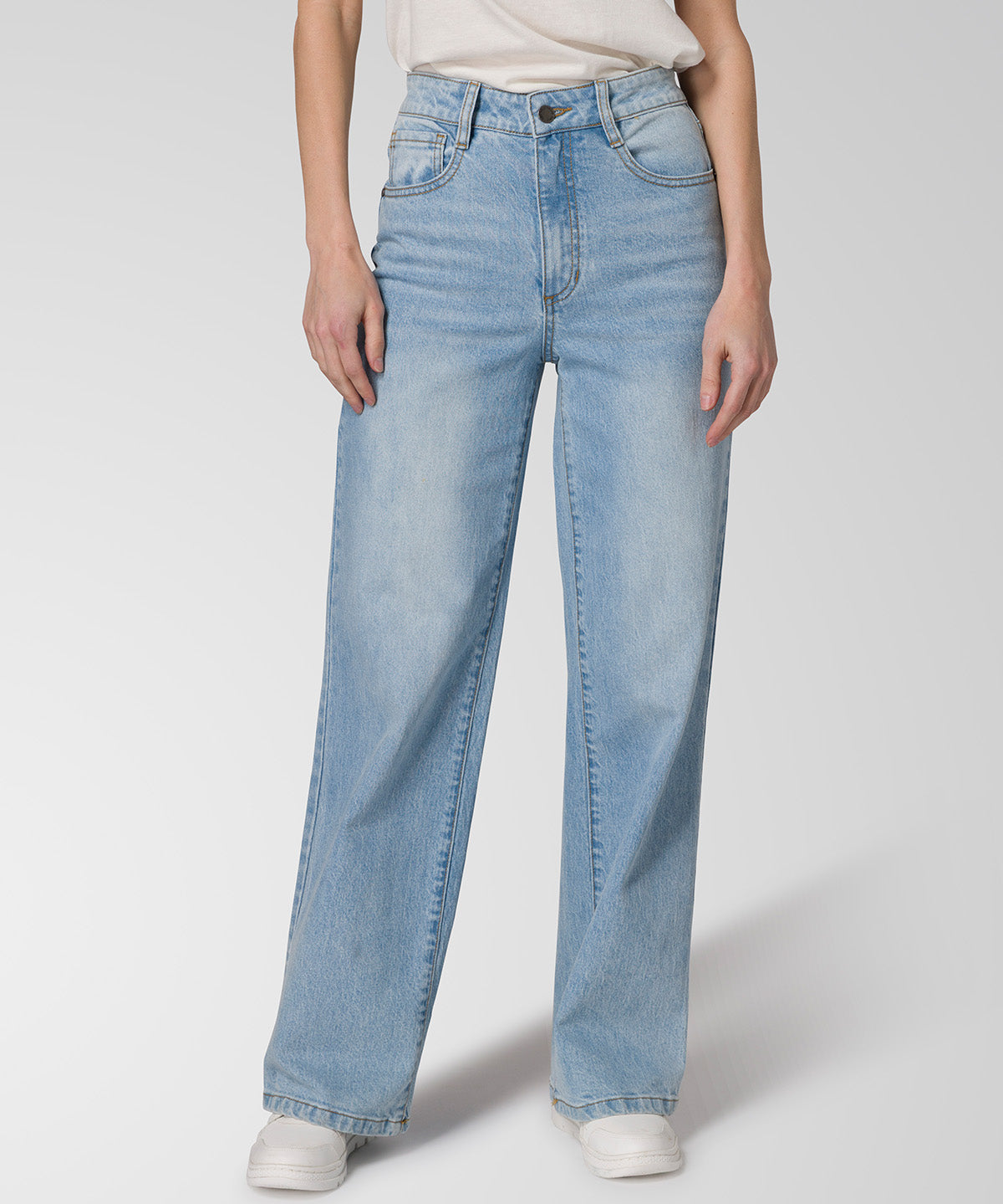 Pantalón Denim Wide Leg Para Mujer Color Azul-1