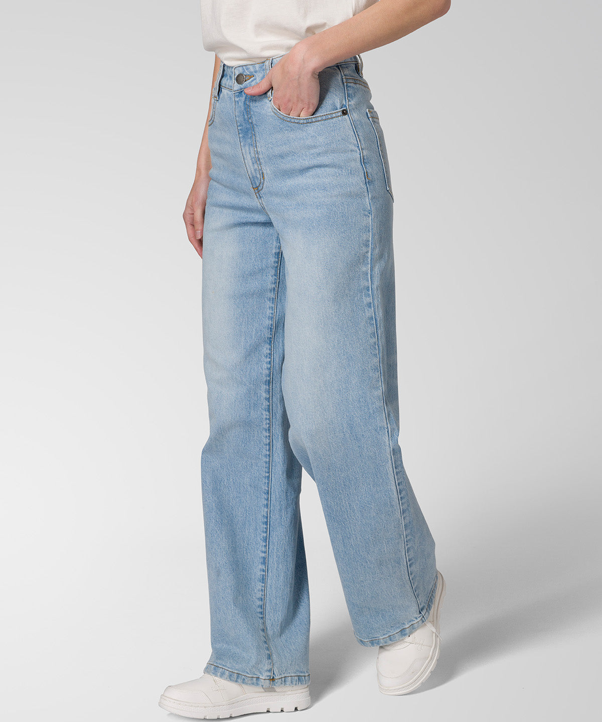 Pantalón Denim Wide Leg Para Mujer Color Azul-2