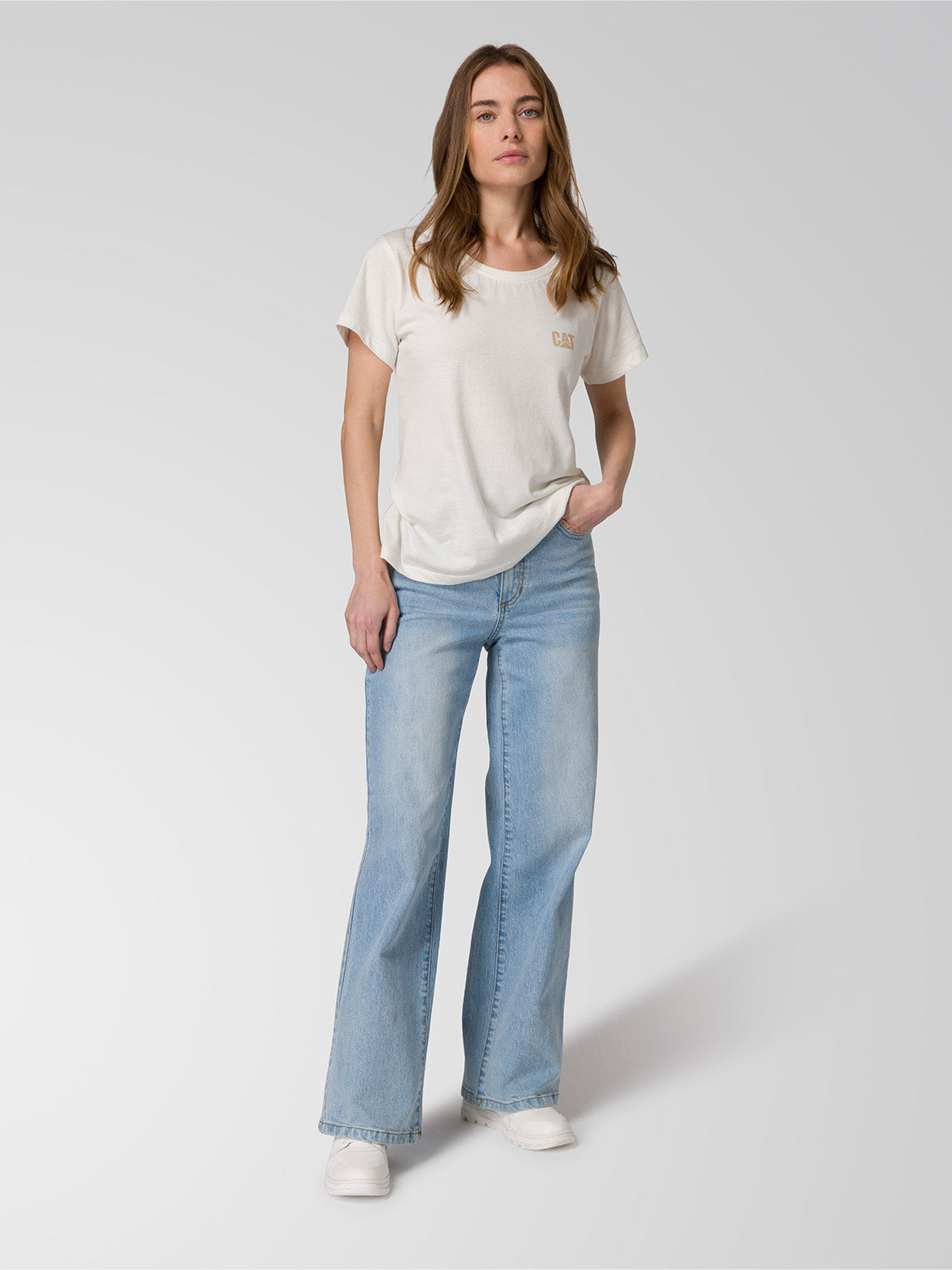 Pantalón Denim Wide Leg Para Mujer Color Azul-4