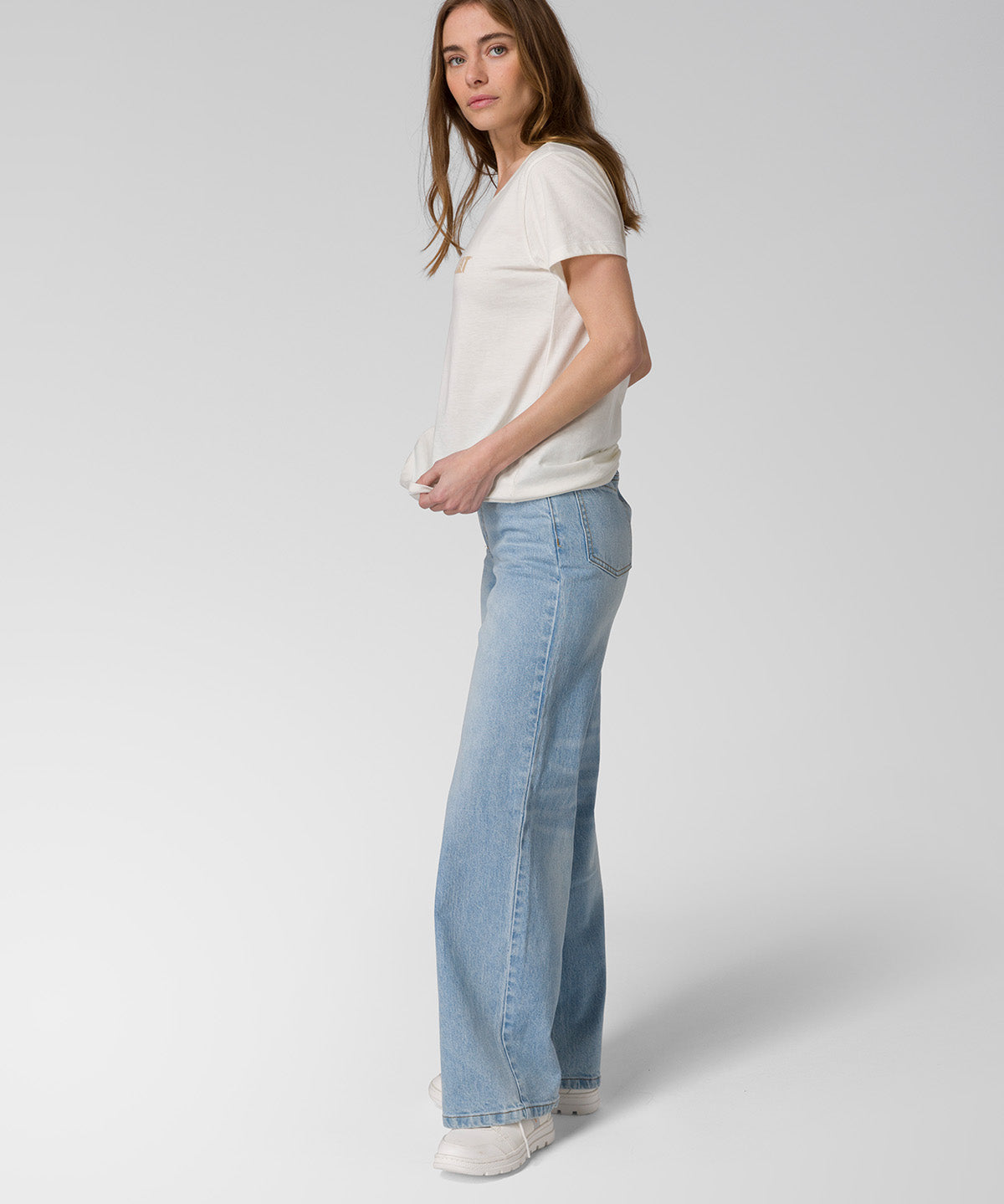 Pantalón Denim Wide Leg Para Mujer Color Azul-5