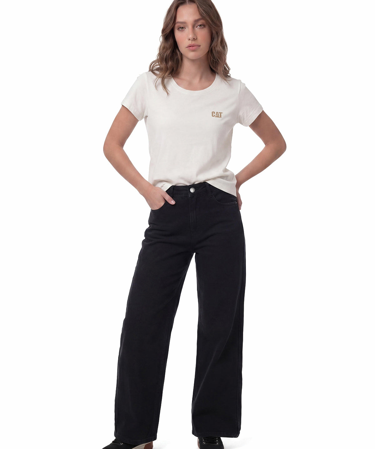 Pantalón Denim Wide Leg Mujer Color Negro-3