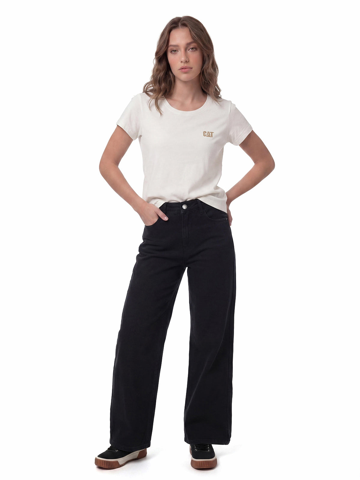 Pantalón Denim Wide Leg Mujer Color Negro-3